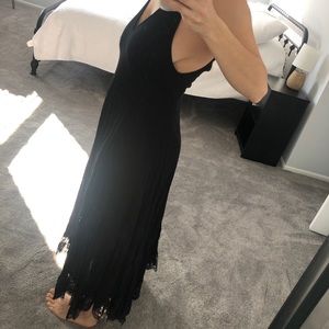 Free People Boho Black Shift Dress Deep V